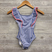 Swimsuit Stripes Pom Trim 6-7