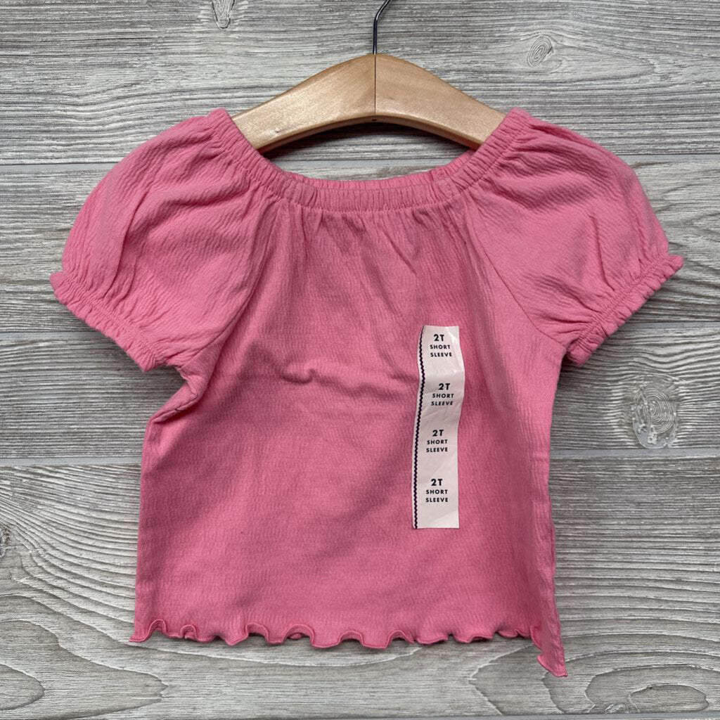 NEW Textured Shirt Lettuce Trim 2t