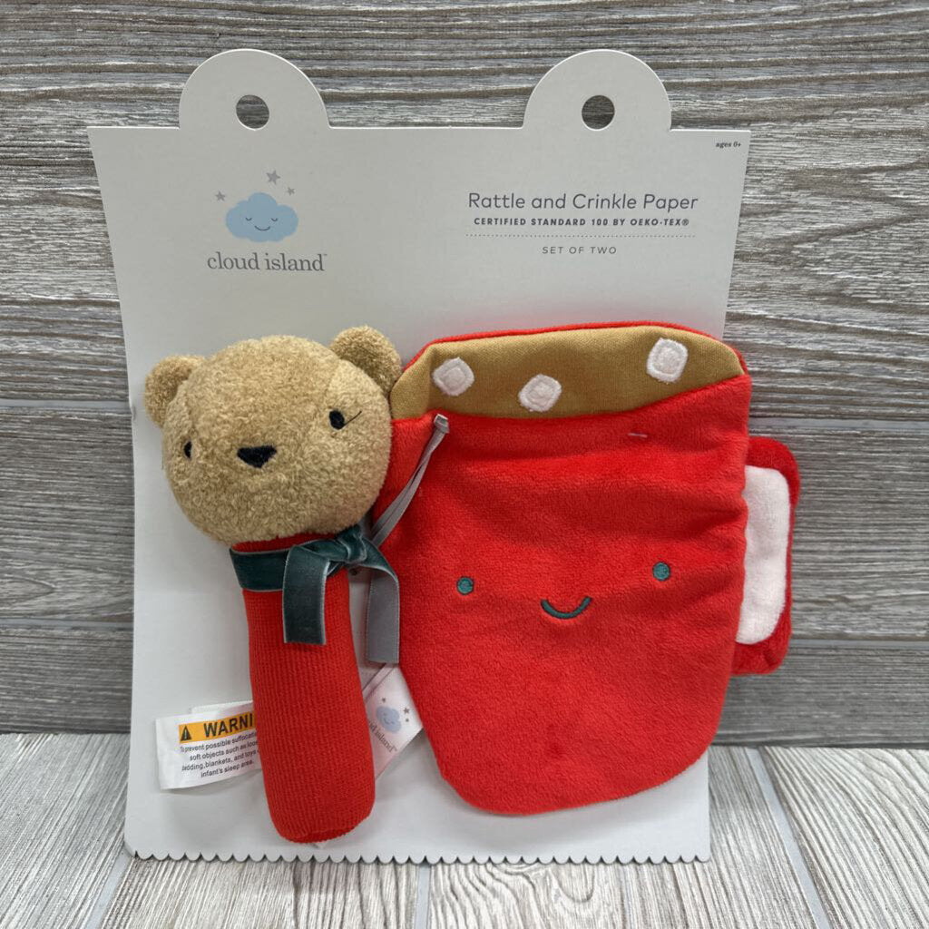Bear Soft Rattle + Hot Cocoa Crinkle Paper