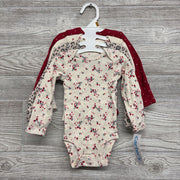 NEW 4 Pk LS Bodysuit Flowers, Hearts NB