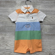 Polo Shorty Romper Stripes Embroidered Logo 6m