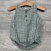Tank Henley Romper Gingham 3-6m