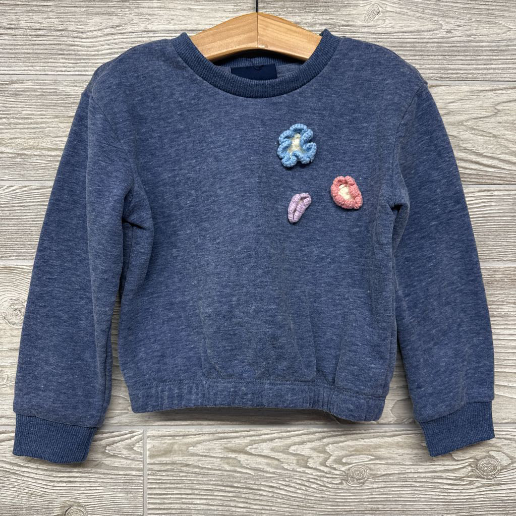 Crewneck Crochet Flowers 4t