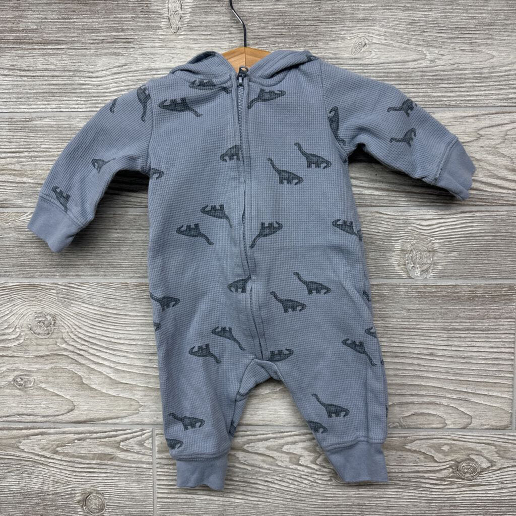 LS Waffle Knit Outfit W/ Hood Dinosaurs 0-3m