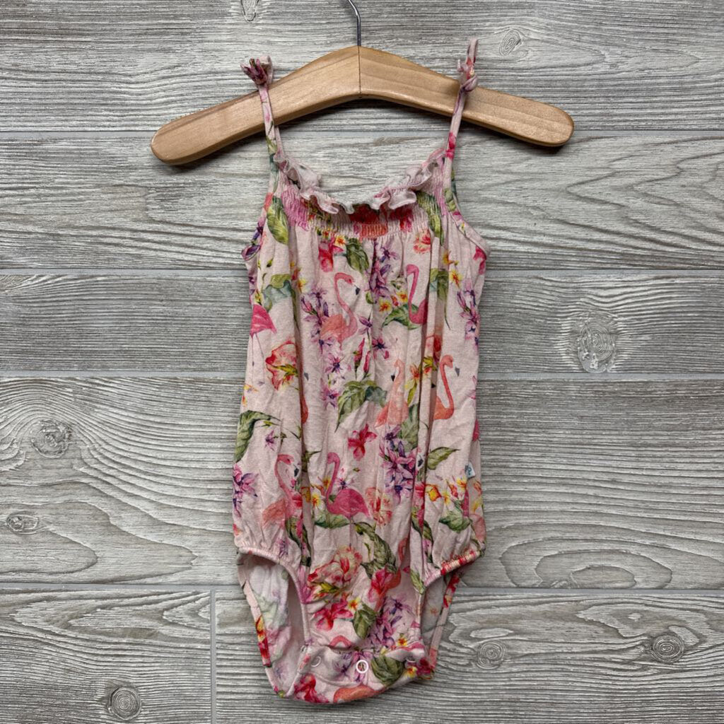 Bamboo Tank Smocked Romper Flowers 12-18m