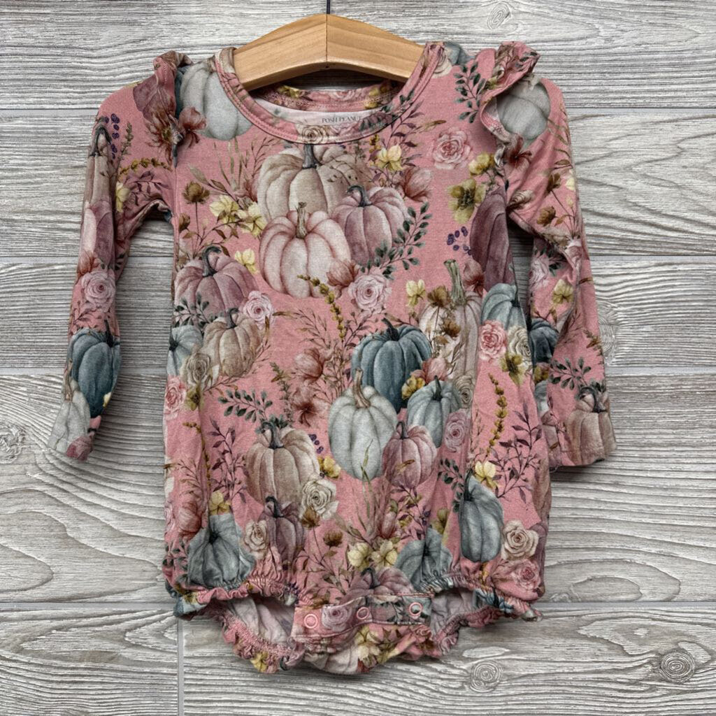 Bamboo Flutter Sleeve Romper Flowers Pumpkins 12-18m