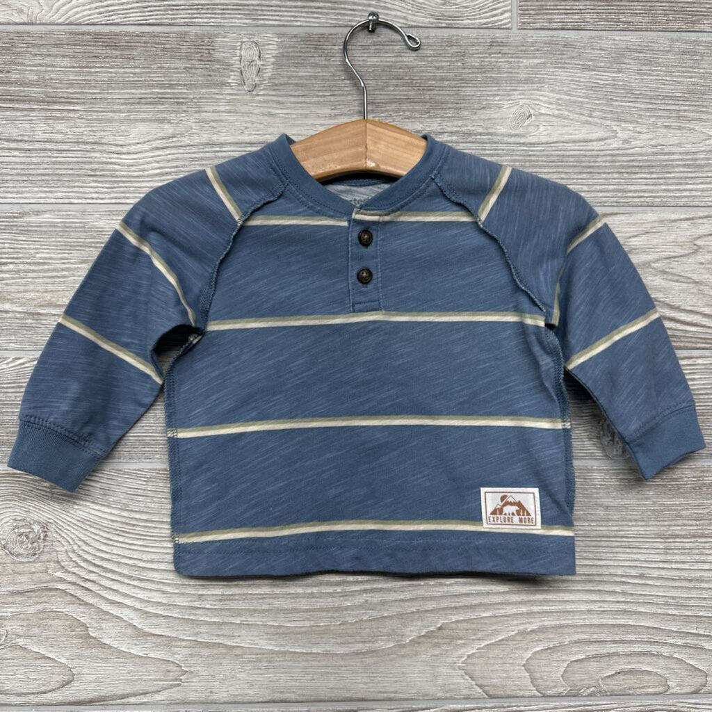 LS Henley Shirt Stripes 6m