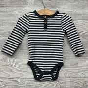 LS Ribbed Henley Bodysuit Stripes 6-9m