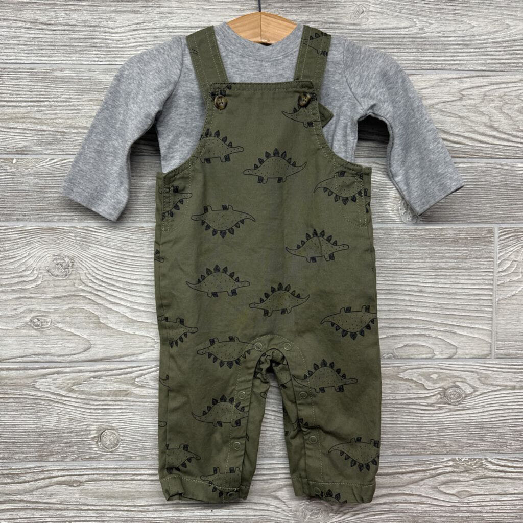 Overalls & LS Shirt Dinosaurs 6m