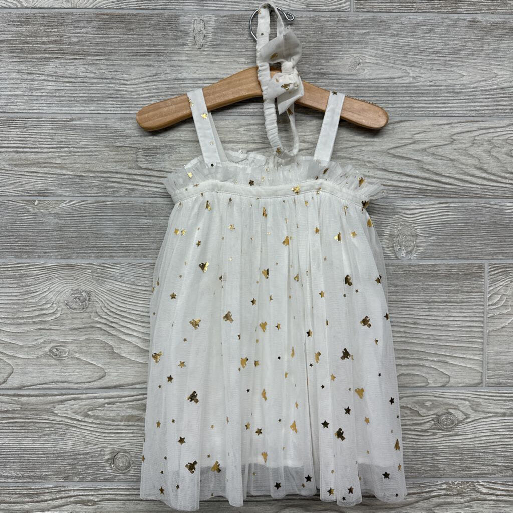 Tank Tulle Dress & Headwrap Foil Stars Bears 18-24m