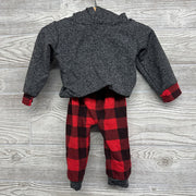 LS Bodysuit W/ Hood & Joggers Buffalo Plaid 9-12m