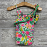2 Pc Swimsuit Flowers Pom Trim 3t