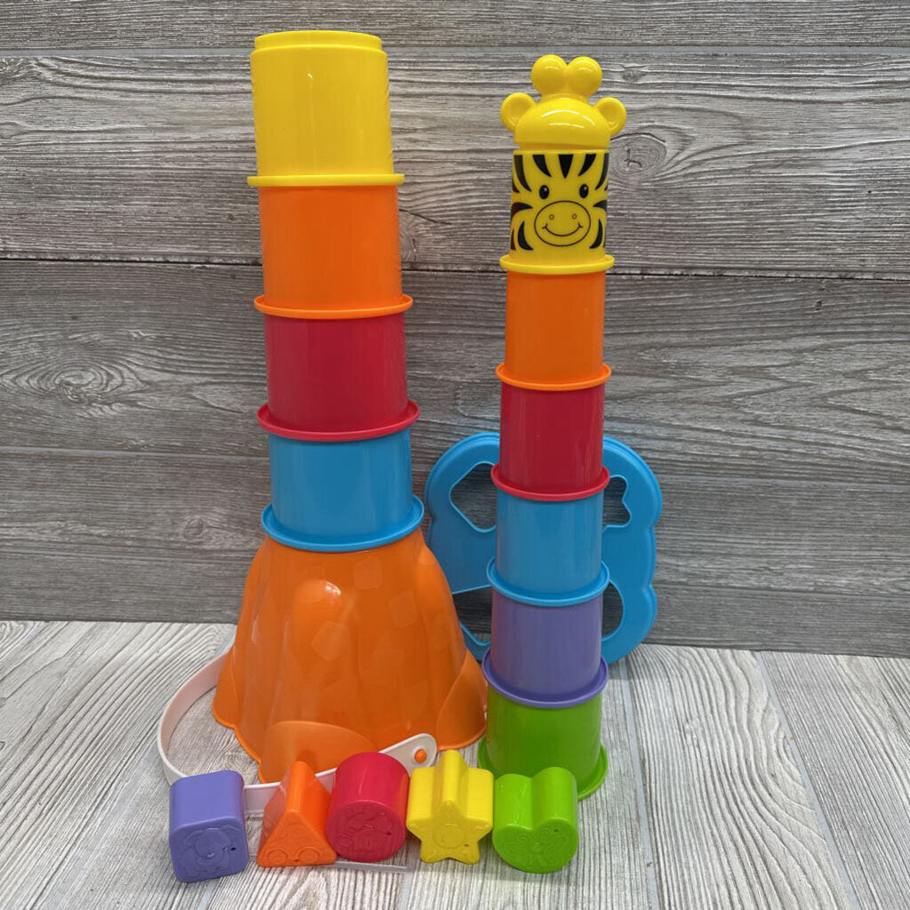 Shape Sorting Bucket W/ Stacking Cups