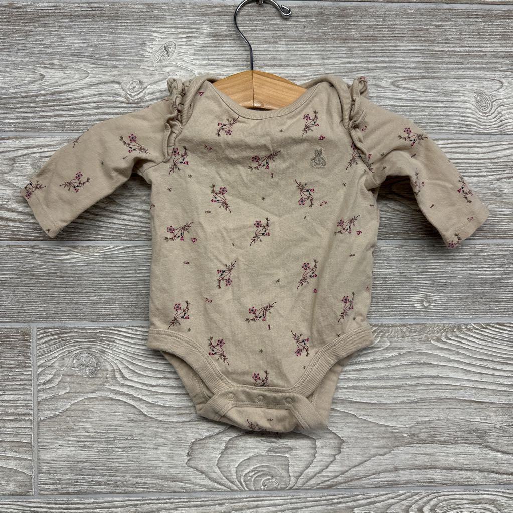 LS Bodysuit Flowers Flutter Sleeves 0-3m