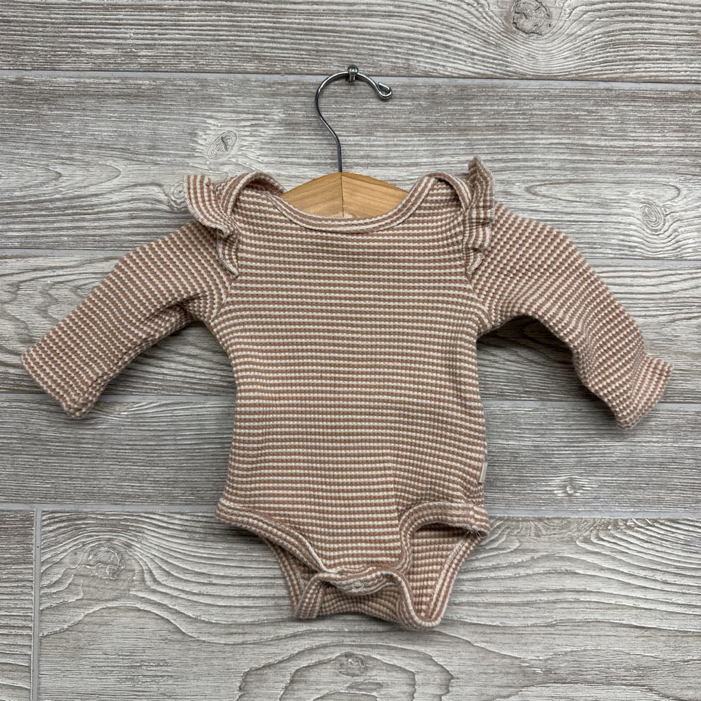 LS Waffle Knit Bodysuit Stripes 3-6m