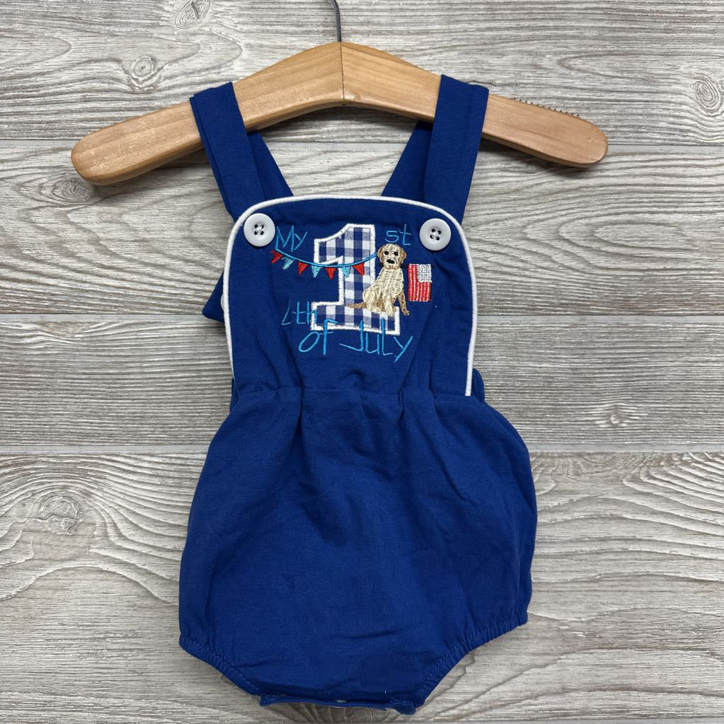 Bib Romper My 1st 4th Of July Dog Flag 0-3m