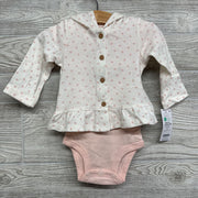 NEW Bodysuit & LS Shirt W/ Hood Flowers Sweetest Little One 9m