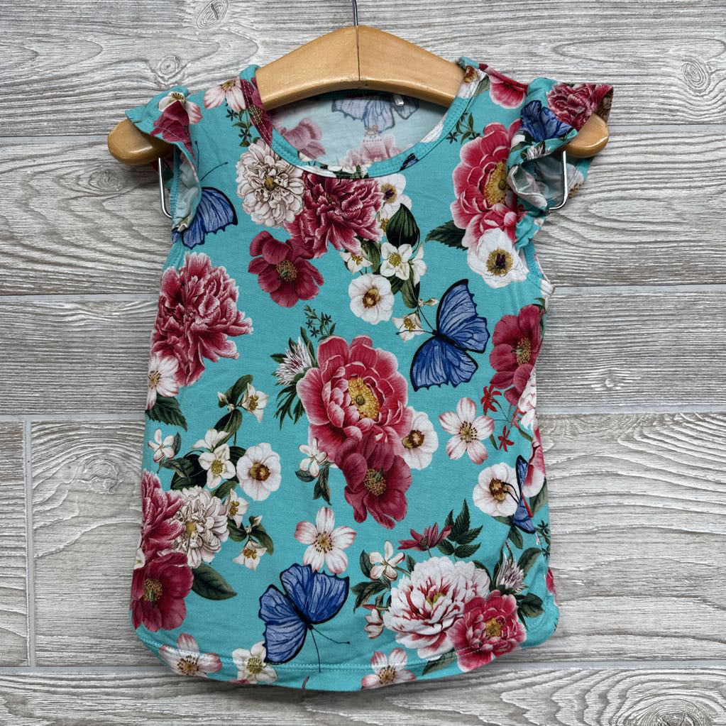 Bamboo Flutter Sleeve Shirt & Shorts Ruffle Trim Flowers 3t