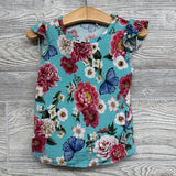 Bamboo Flutter Sleeve Shirt & Shorts Ruffle Trim Flowers 3t