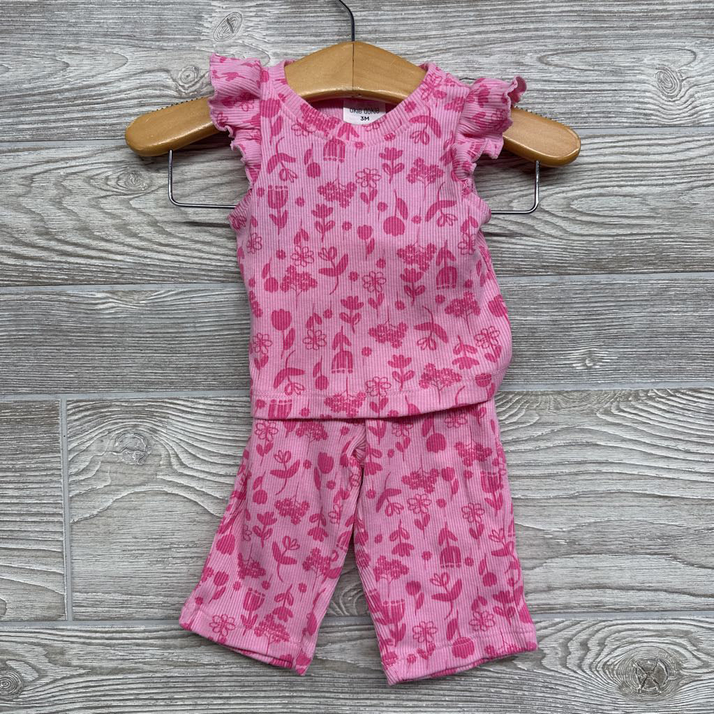 Ribbed Shirt & Pants Flowers 3m