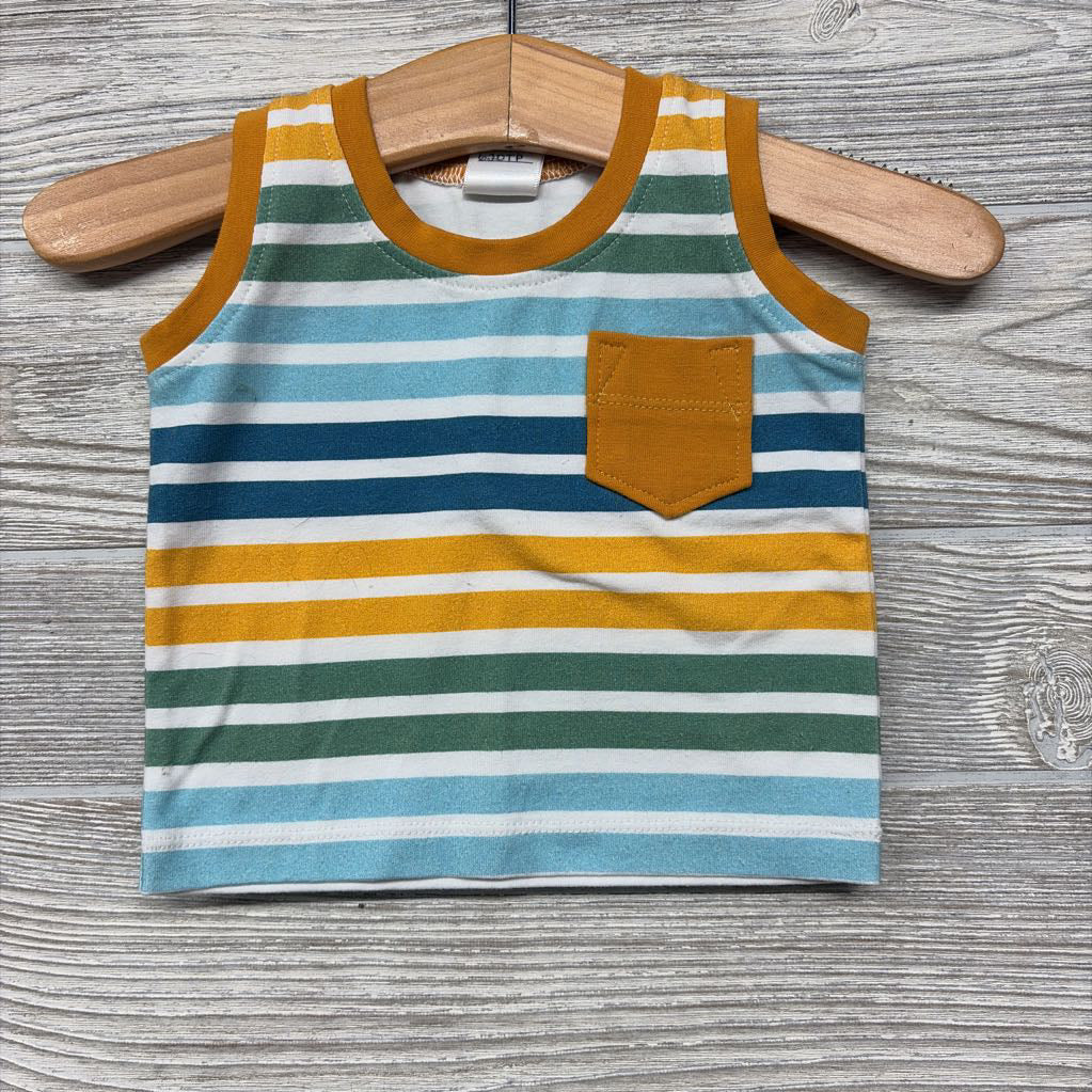 NEW Handmade Tank Top Stripes Chest Pocket 0-3m