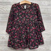 LS Layered Sheer Dress Flowers 3t