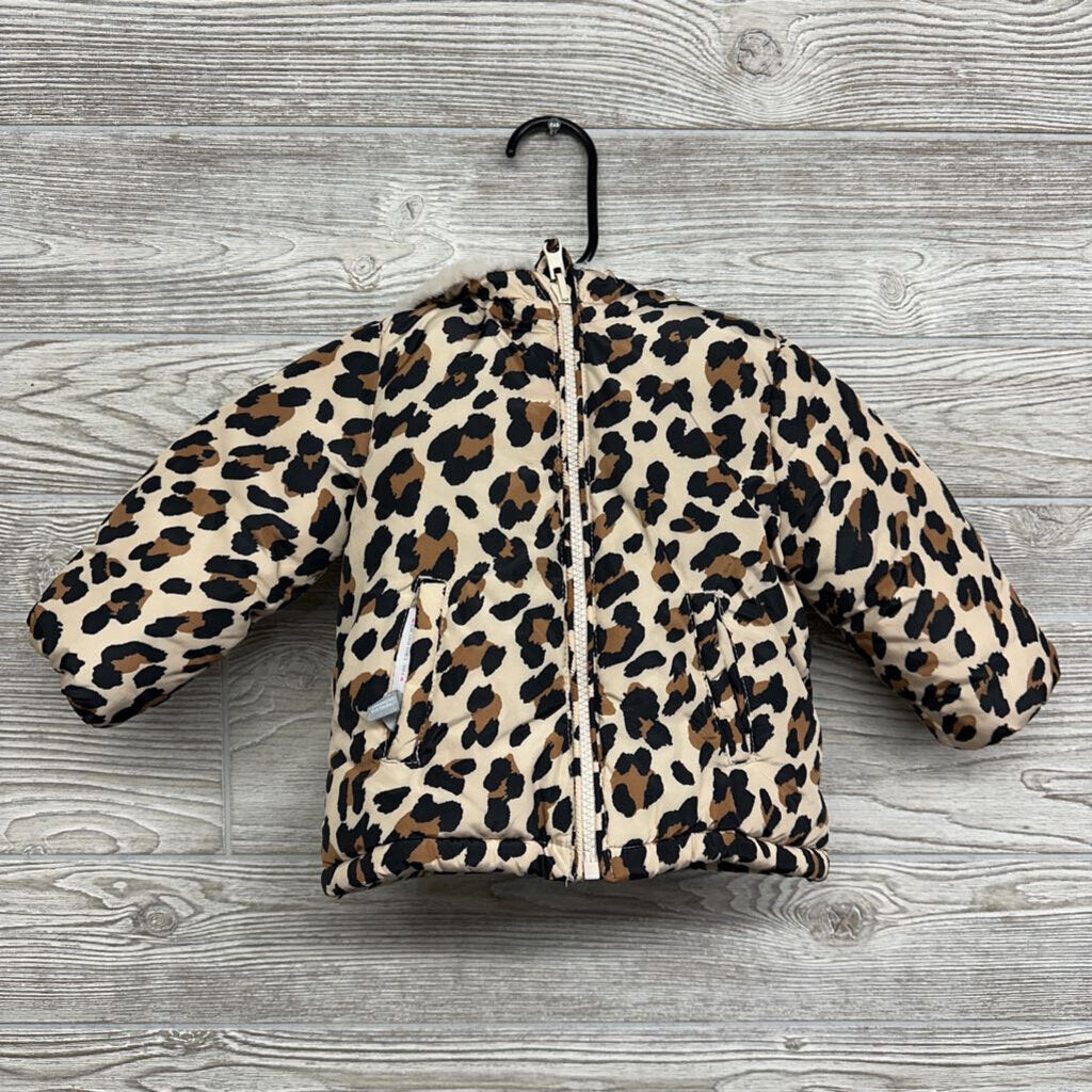 Faux Fur Lined Winter Coat Animal Print 12M