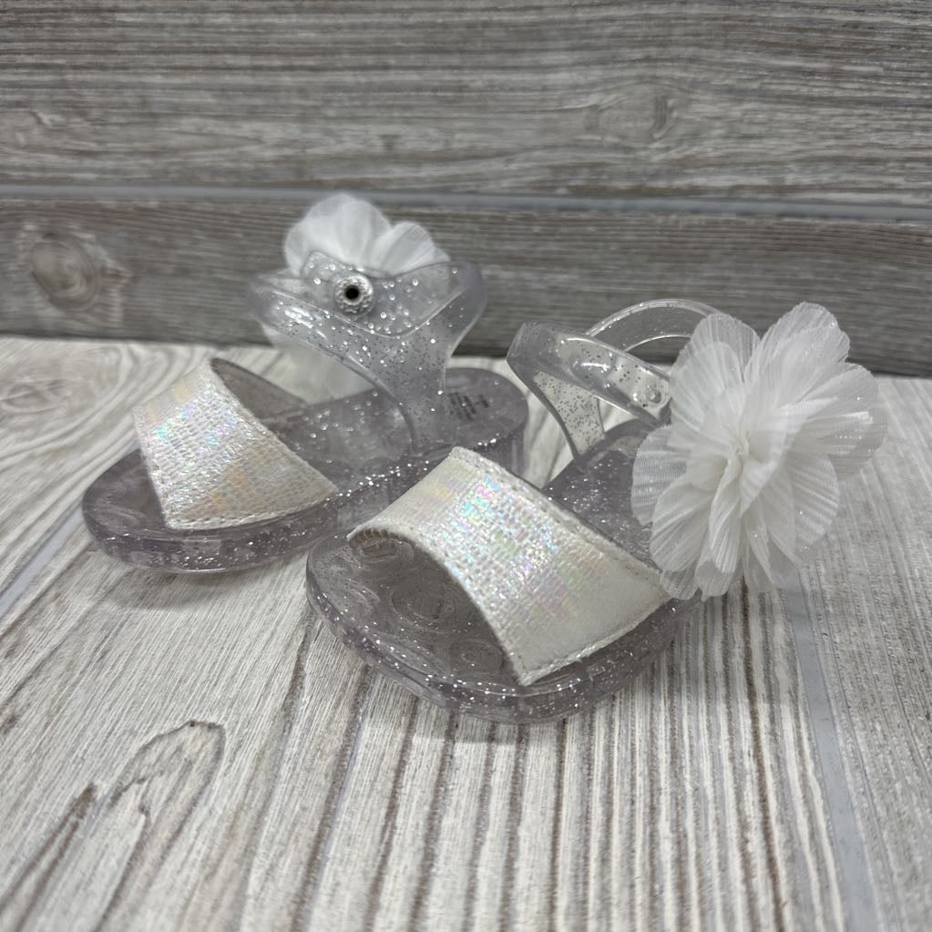 Glitter Jelly Sandals Flower 2c