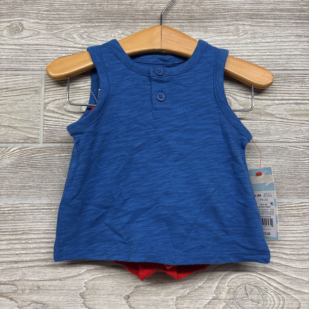 NEW Henley Tank Top & Embossed Shorts Stars 6-9m