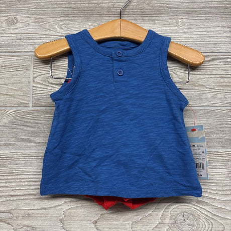 NEW Henley Tank Top & Embossed Shorts Stars 6-9m