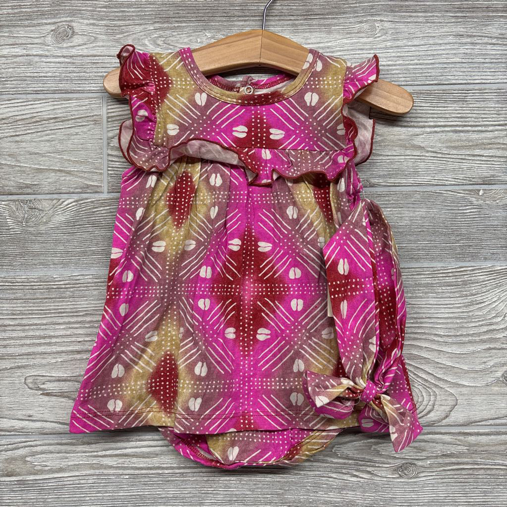 NEW Flutter Sleeve Dress & Headwrap Printed 6-9m