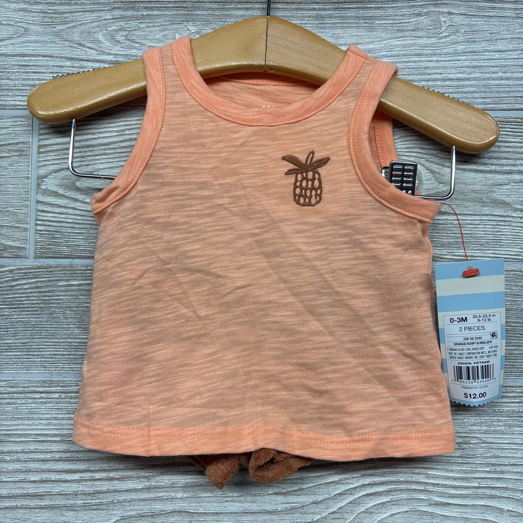 NEW Tank Top & Embossed Shorts Pineapple Checkered 0-3m