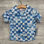 NEW Button Up Shirt Checkered Sharks 2t