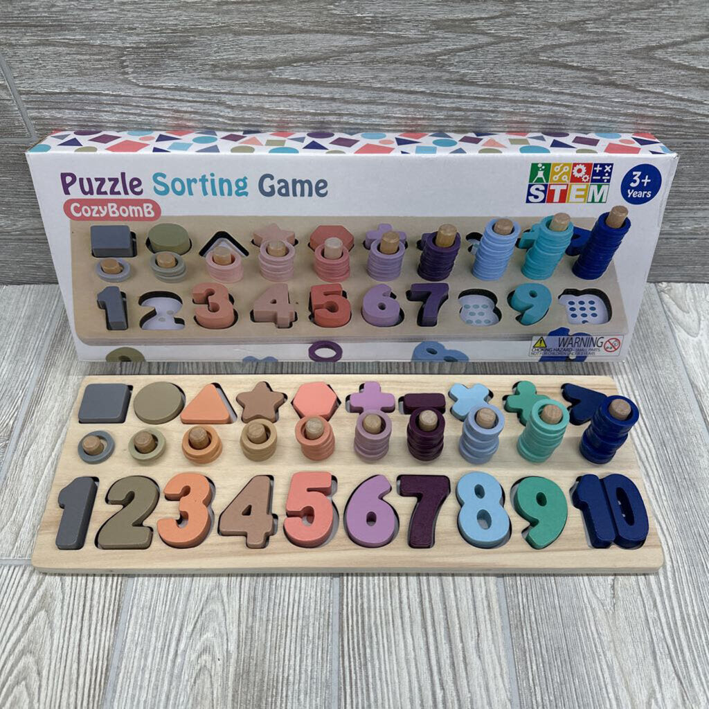 Wooden Shape & Number Puzzle Blocks