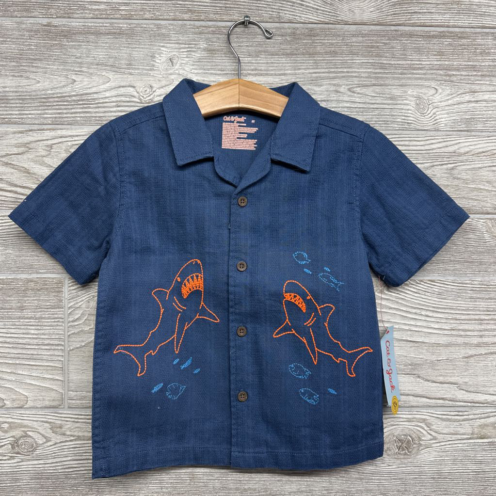 NEW SS Button Up Shirt Sharks 5t