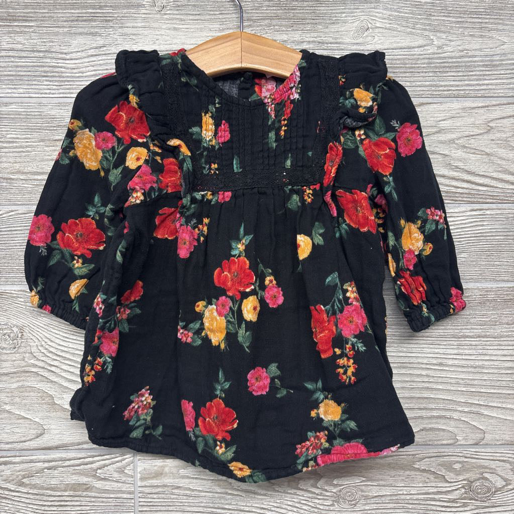 LS Gauze Dress Flowers 6-12m