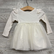 LS Ribbed Tulle Dress Lettuce Trim 6-12m