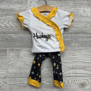 Iowa Hawkeyes Side Snap Shirt Ruffles & Polka Dot Pants 3-6M