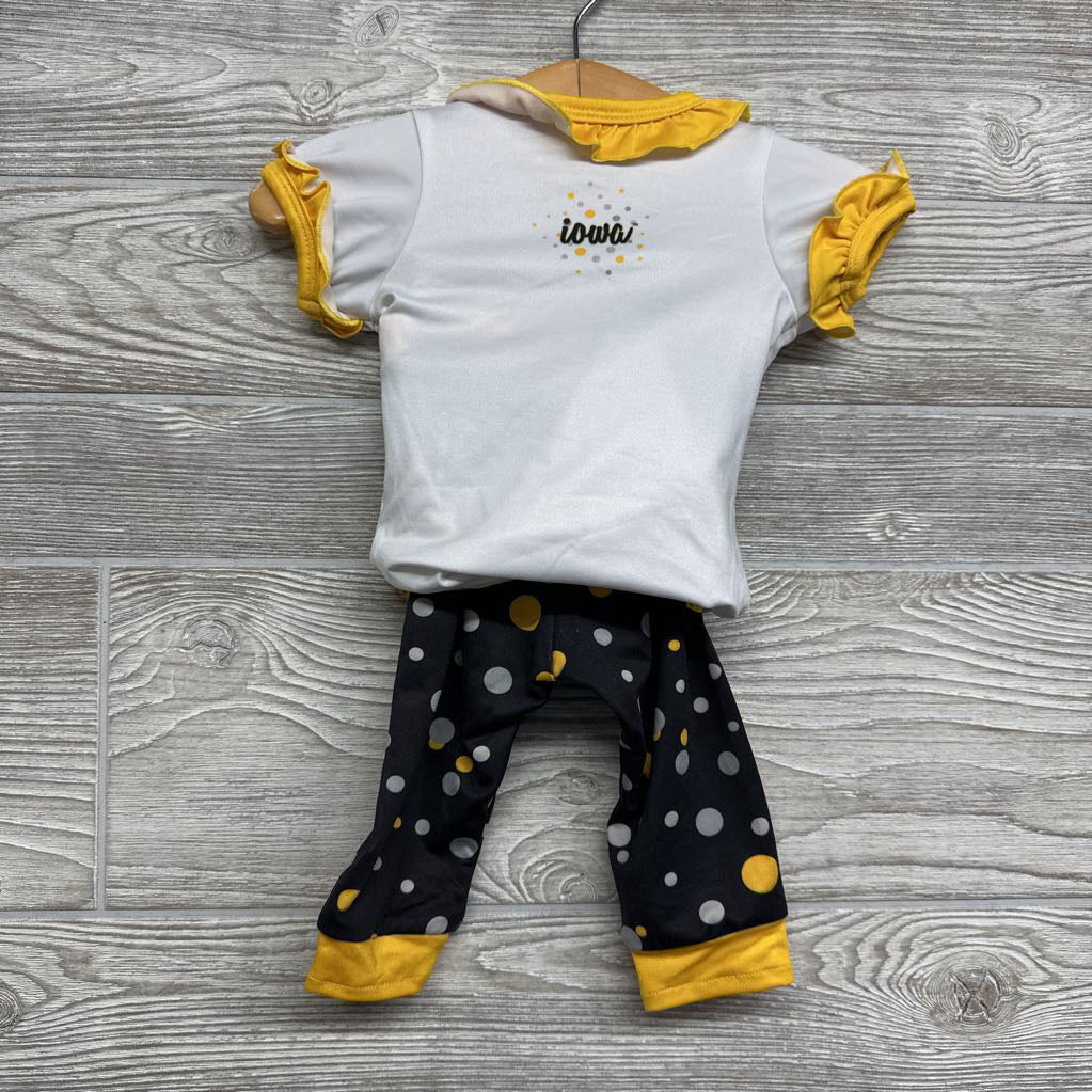 Iowa Hawkeyes Side Snap Shirt Ruffles & Polka Dot Pants 3-6M