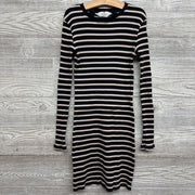 LS Ribbed Bodycon Dress Stripes 12-14