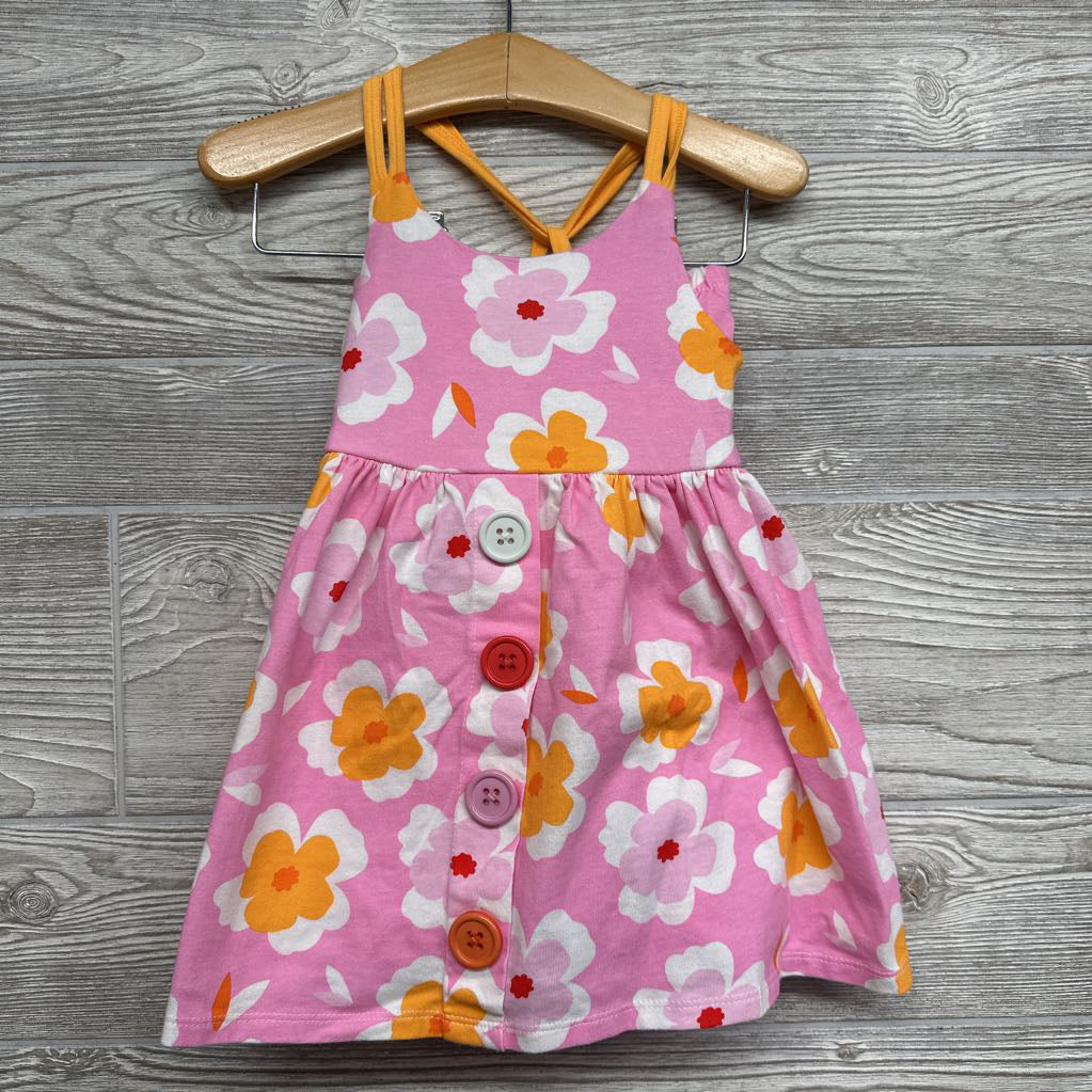 Tank Dress Flowers Buttons, Bloomers & Sunhat 18M