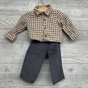 Flannel Button Up Plaid Shirt & Corduroy Pants 9M