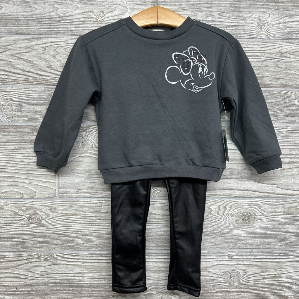 NEW Crewneck Minnie Mouse & Faux Leather Pants 24M
