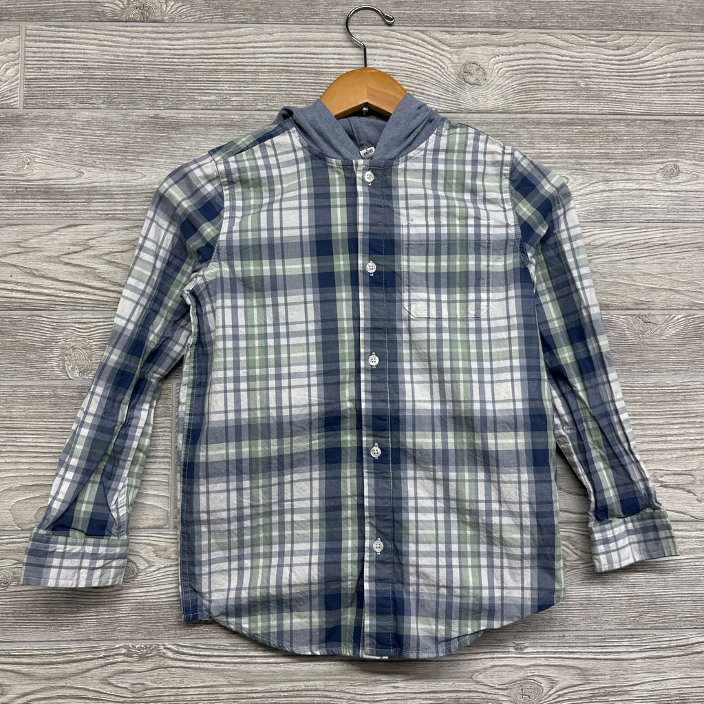 LS Plaid Button Up Shirt W/ Hood 10-12
