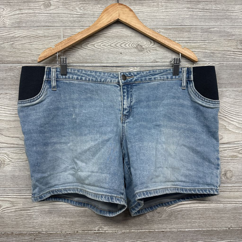 Midi Side Panel Denim Shorts 14/Large