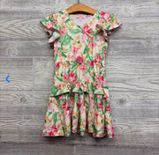 Tiered Flitter Sleeve Dress Flowers 4t