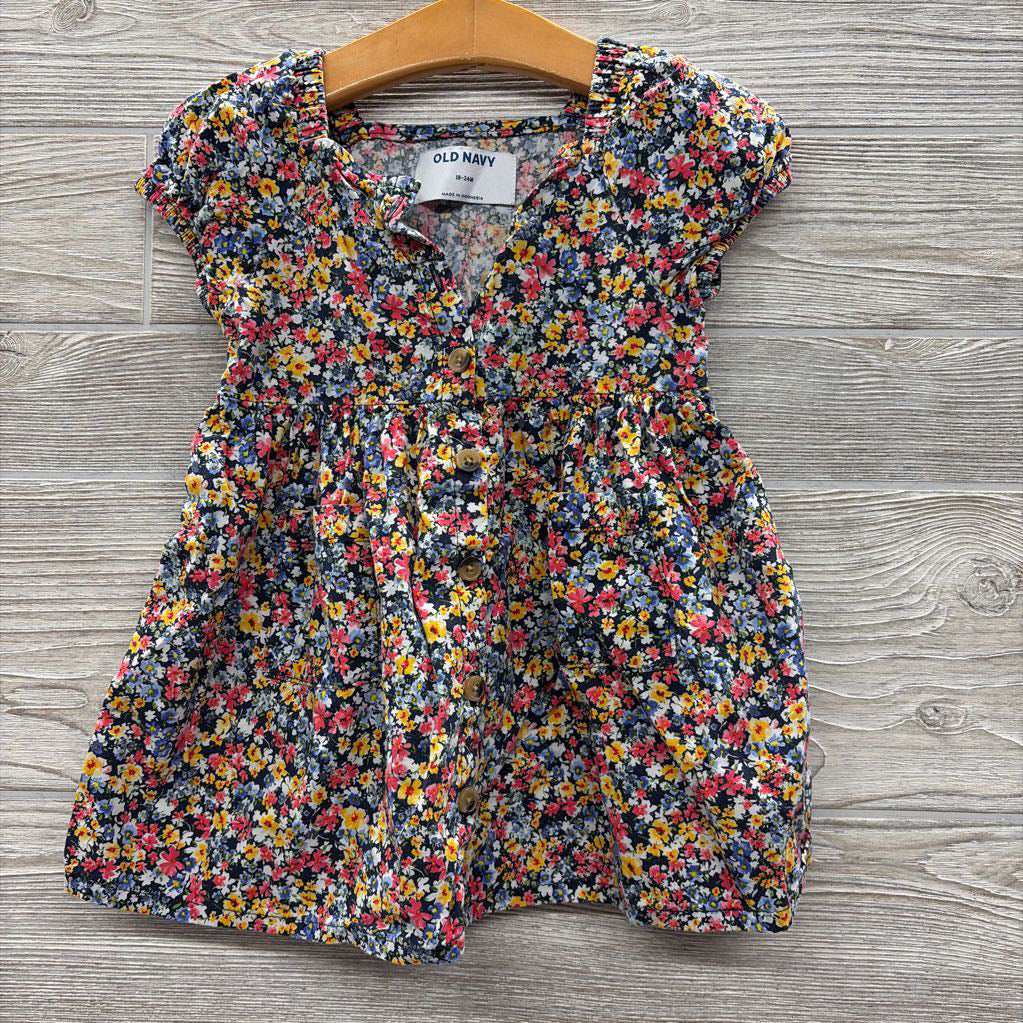 Button Up Dress Flowers 18-24m