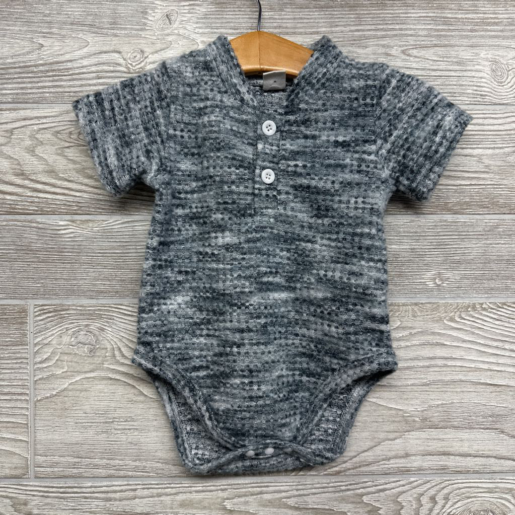 Waffle Knit Henley Bodysuit 3-6M