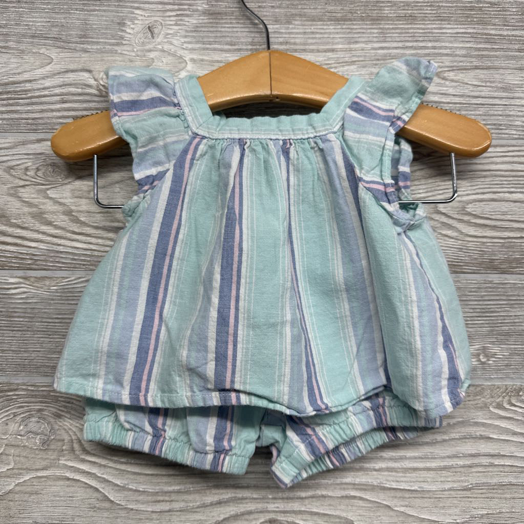 Flutter Sleeve Shirt & Shorts Stripes 3M