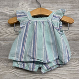 Flutter Sleeve Shirt & Shorts Stripes 3M